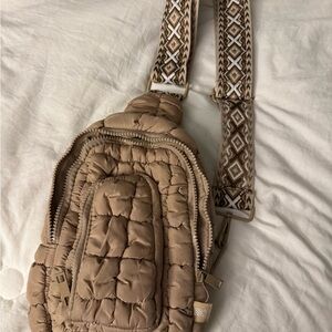 Simply Southern Tan Quilted Crossbody Bag with Braided Strap